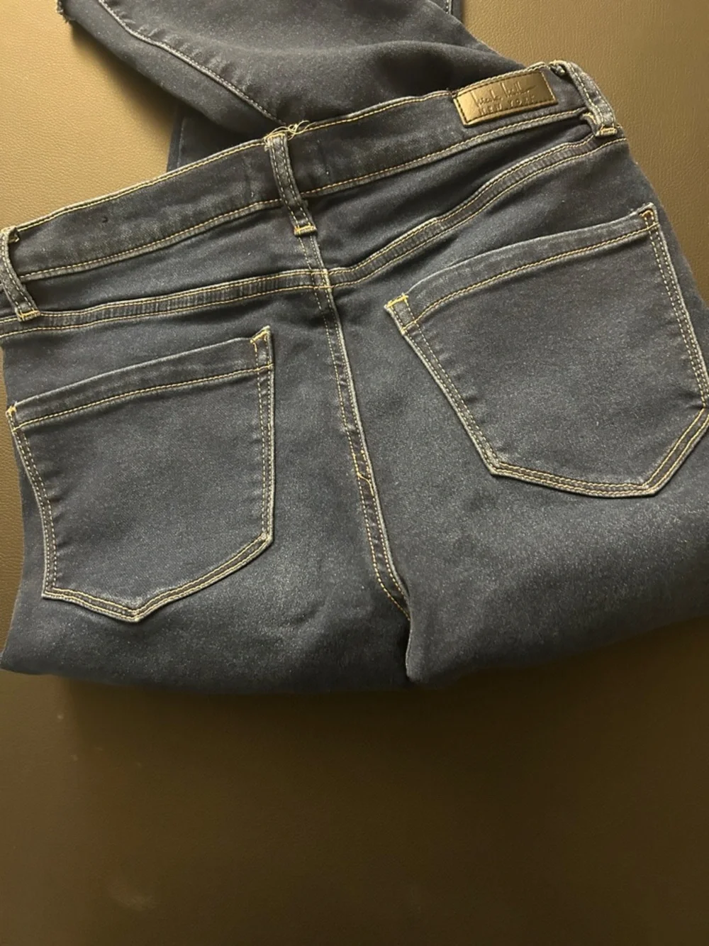 Nicole Miller Dark Indigo Stretch Denim Pants with Contrast Topstitching - Picture 2 of 7